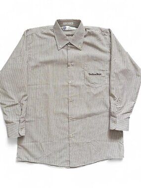 Vintage 80s The Beer Store Button Down Work Shirt Hickory Stripe Embroidered